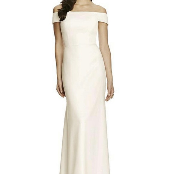 NWT Dessy Collection Larkspur 2987 Suede Rose Off the Shoulder Cross Dre… - Picture 2 of 11